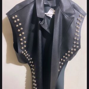 Studded Black Leather Vest